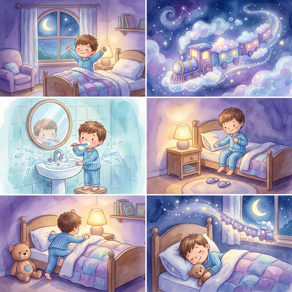 Illustrated watercolour storybook page starring a child